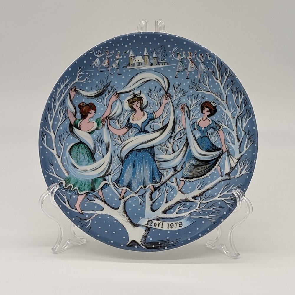 Vintage Two Haviland Limoges Christmas Plates Nine Ladies And Seven Swans 1970's - Picture 2 of 7